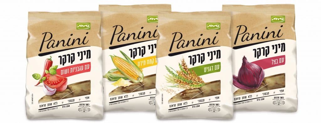 פאניני מיני קרקר בארבעה טעמים ותוספות: בצל, עגבניות ושום, תירס ודגנים. צילום סטודיו פליי