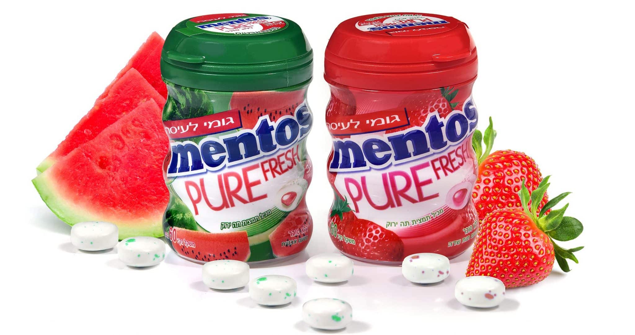 אריזות הבקבוקים של מסטיק Mentos Pure Fresh נוחות ומותאמות לפתיחה קלה ונוחה. צילום אפרת אשל