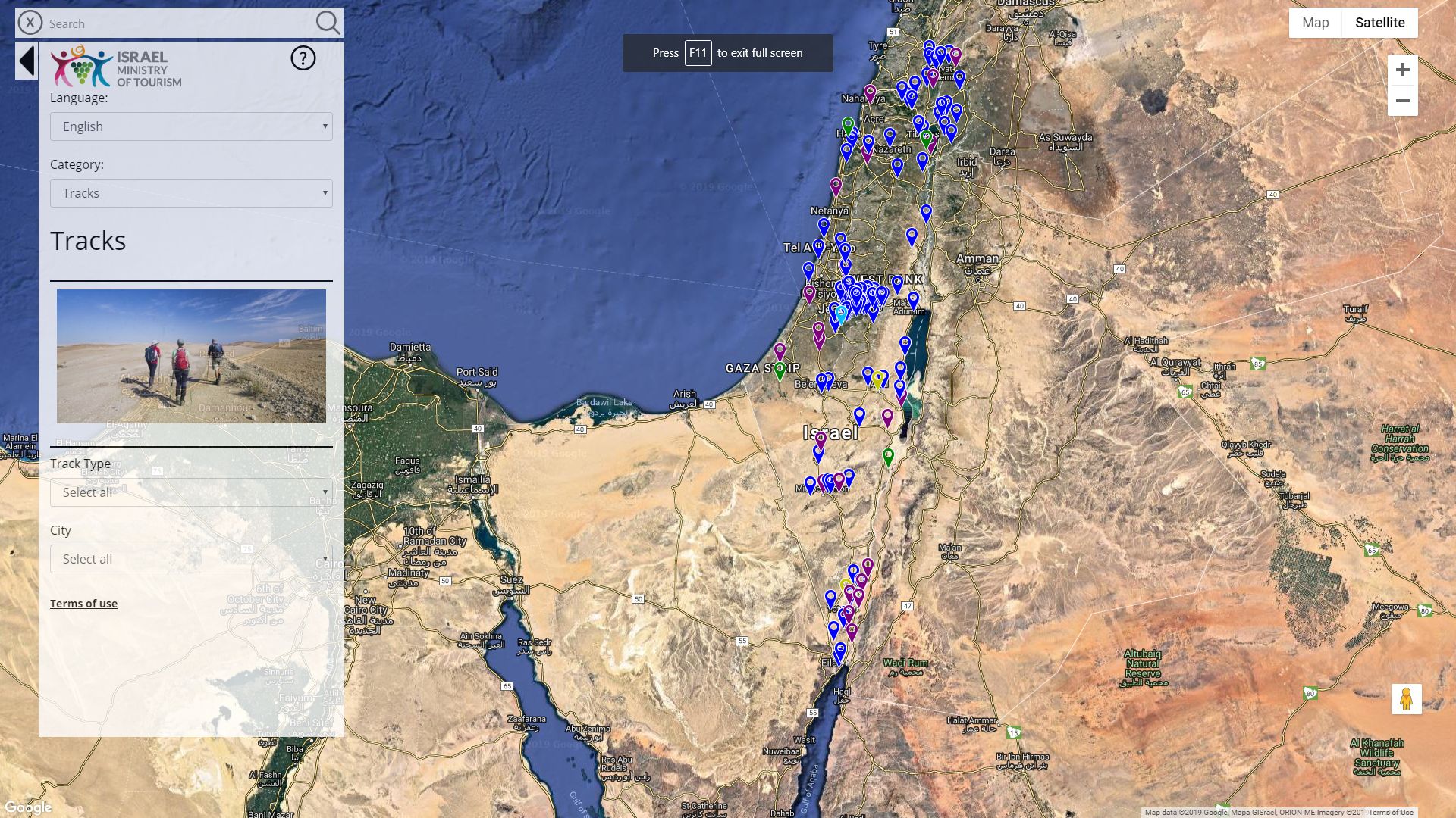 המפה האינטראקטיבית מנגישה מידע לתיירים ולמטיילים הישראלים בצורה ידידותית ונוחה