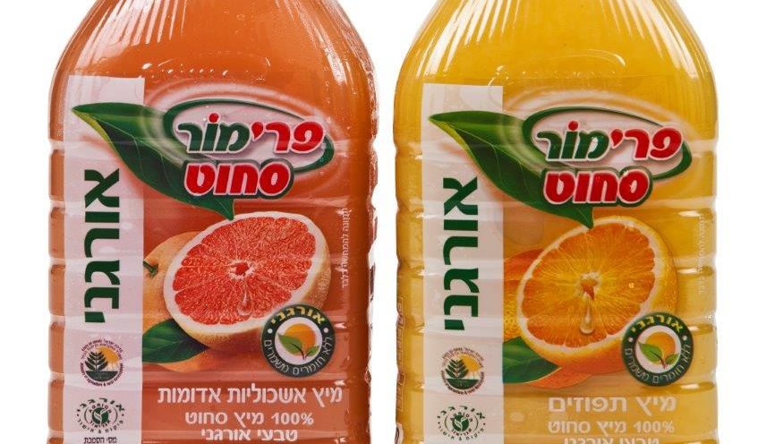 מיצים אורגניים חדשים מפרימור: תפוזים סחוט טבעי ואשכוליות אדומות בבקבוקי 750 מ"ל