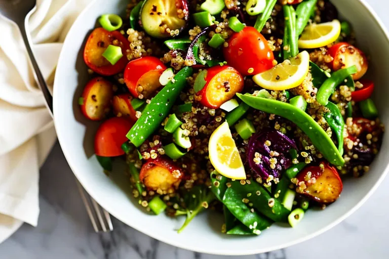 Quinoa Salad with Roasted Vegetables and Lemon Herb Dressing