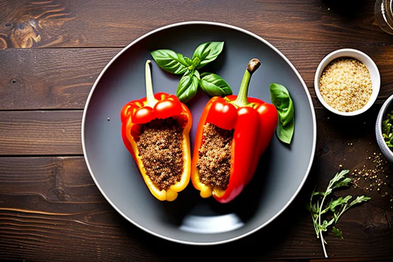 Quinoa Stuffed Bell Peppers with Lentils