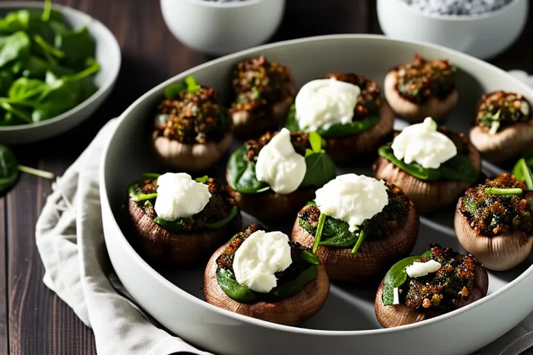 Quinoa Stuffed Mushrooms with Goat Cheese and Spinach