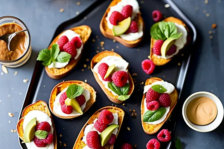 Sweet Potato Toast with Almond Butter and Raspberries