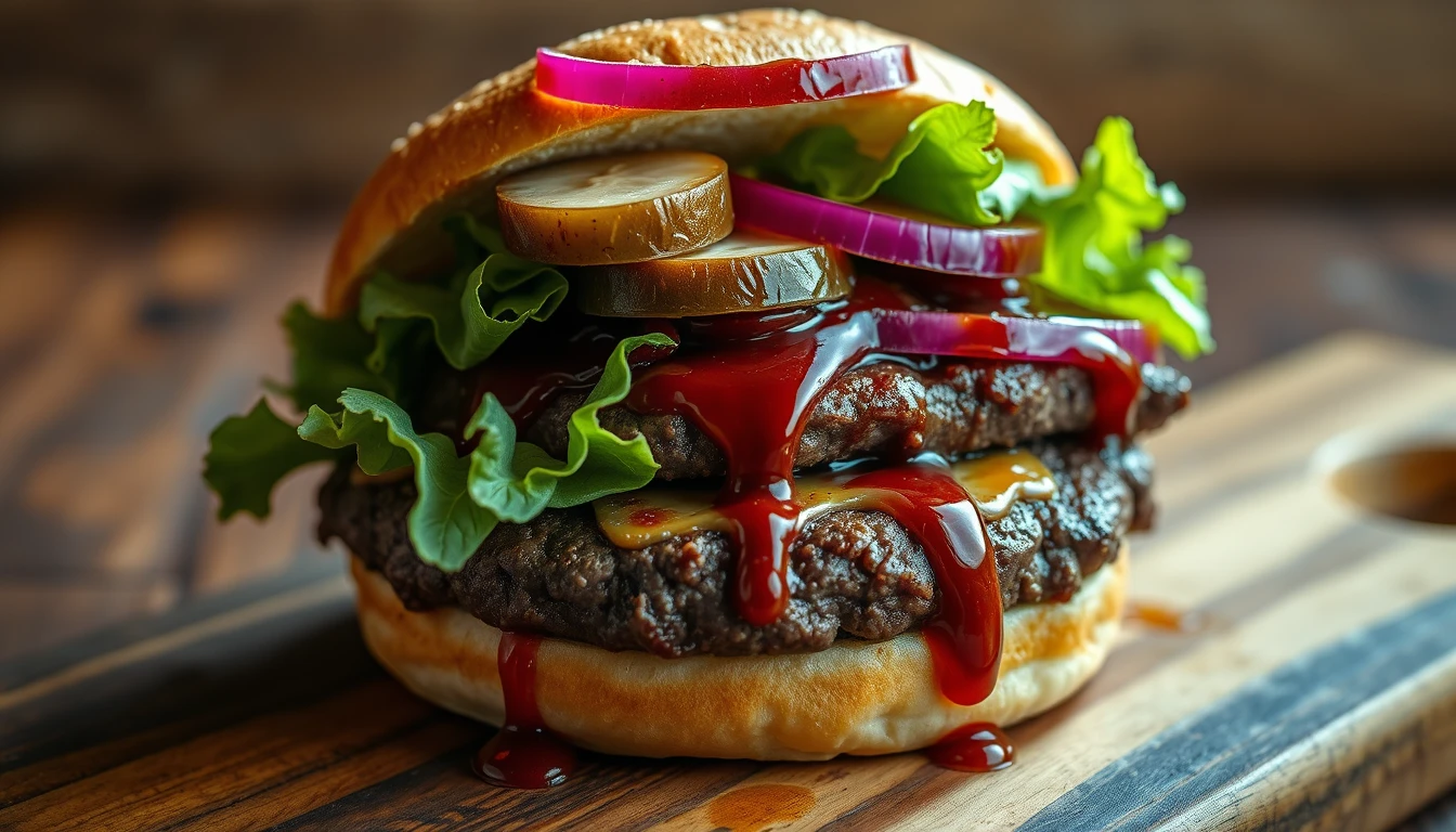 המבורגר ביתי עם רוטב BBQ ביתי